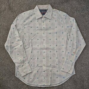 ROBERT GRAHAM classic fit BUTTON-DOWN l/s DRESS SHIRT cotton WHITE paisley